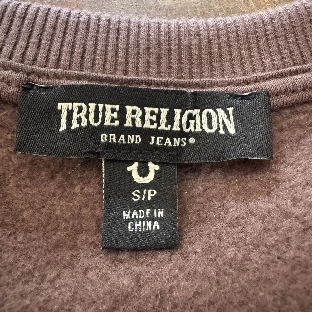 True Religion Buddha Embossed Graphic Brown Unisex Sm Crewneck Sweatshirt‎ 42